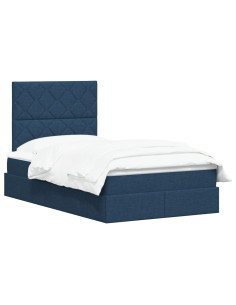 Letto con contenitore e materasso Blu 120 x 200 cm Tessuto 2