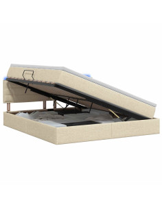 Letto con contenitore LED e materasso Crema 140 x 200 cm