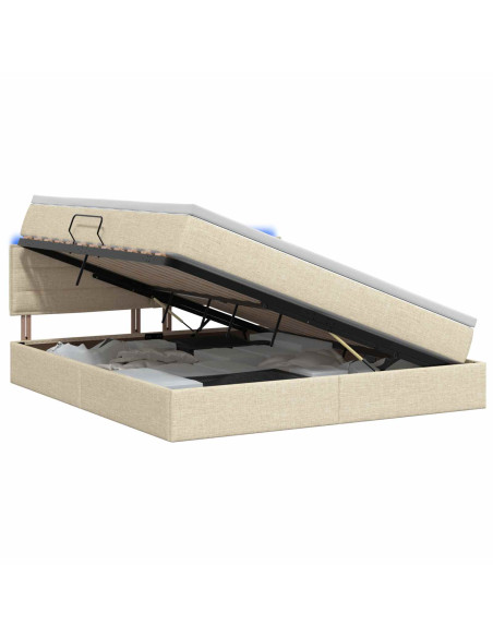 Letto con contenitore LED e materasso Crema 140 x 200 cm