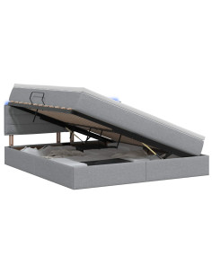 Letto con contenitore LED e materasso Grigio Chiaro