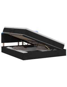 Letto con contenitore LED e materasso Nero 180 x 200 cm Tessuto