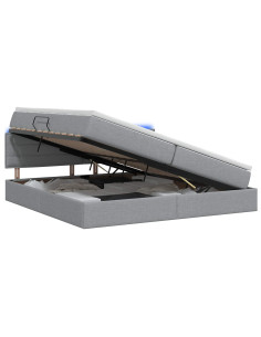 Letto con contenitore LED e materasso Grigio Chiaro