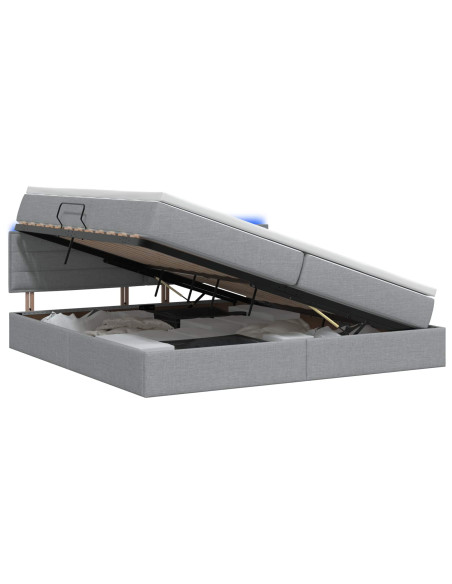 Letto con contenitore LED e materasso Grigio Chiaro