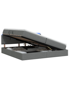 Letto con contenitore LED e materasso Grigio Scuro 200 x 200 cm