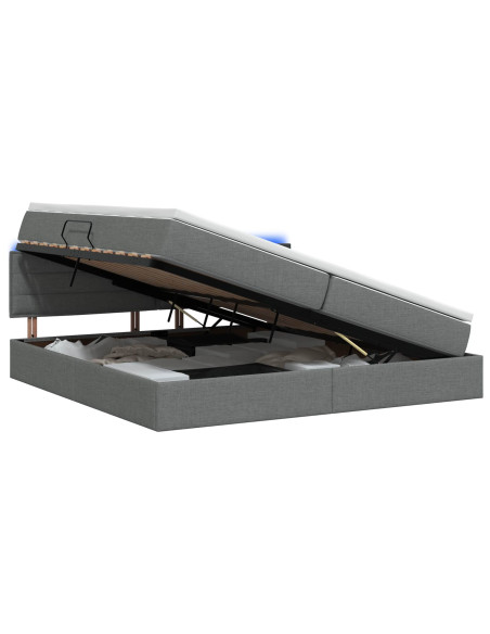 Letto con contenitore LED e materasso Grigio Scuro 200 x 200 cm