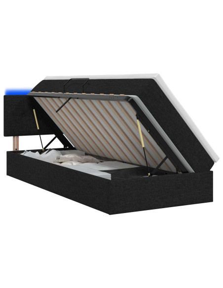 Letto con contenitore LED e materasso Nero 90 x 190 cm Tessuto