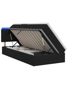 Letto con contenitore LED e materasso Nero 90 x 200 cm Tessuto