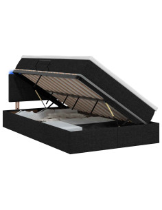 Letto con contenitore LED e materasso Nero 120 x 200 cm Tessuto