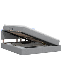 Letto con contenitore LED e materasso Grigio Chiaro