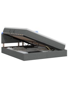 Letto con contenitore LED e materasso Grigio Scuro 140 x 190 cm