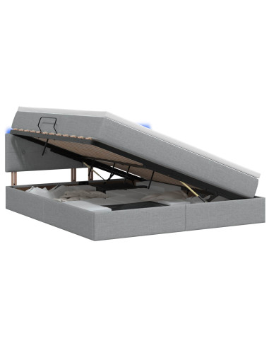 Letto con contenitore LED e materasso Grigio Chiaro