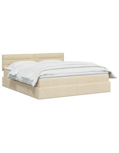 Letto con contenitore LED e materasso Crema 140 x 200 cm 2