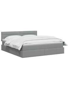 Letto con contenitore LED e materasso Grigio Chiaro 2