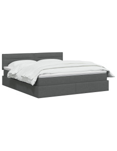 Letto con contenitore LED e materasso Grigio Scuro 160 x 200 cm 2