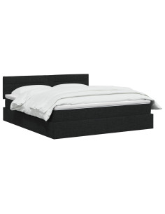 Letto con contenitore LED e materasso Nero 160 x 200 cm Tessuto 2