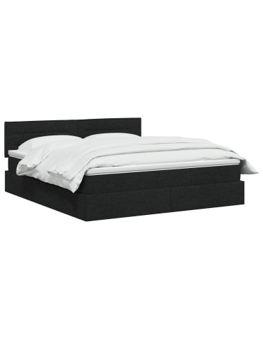 Letto con contenitore LED e materasso Nero 180 x 200 cm Tessuto