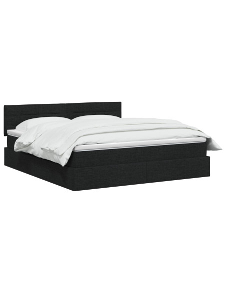 Letto con contenitore LED e materasso Nero 180 x 200 cm Tessuto
