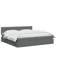 Letto con contenitore LED e materasso Grigio Scuro 200 x 200 cm 2