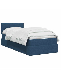 Letto con contenitore LED e materasso Blu 90 x 190 cm Tessuto 2