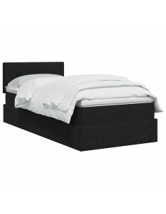 Letto con contenitore LED e materasso Nero 90 x 200 cm Tessuto 2