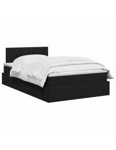 Letto con contenitore LED e materasso Nero 120 x 200 cm Tessuto 2