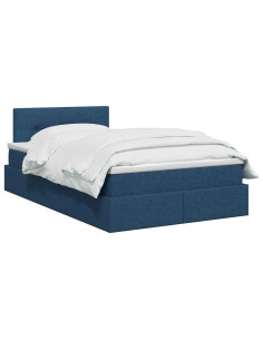 Letto con contenitore LED e materasso Blu 120 x 200 cm Tessuto 2
