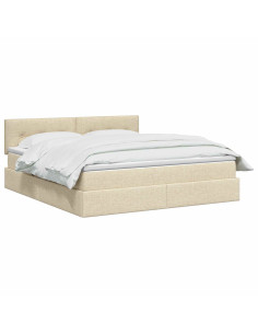 Letto con contenitore LED e materasso Crema 140 x 190 cm 2