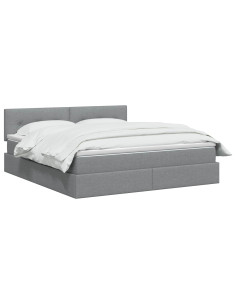 Letto con contenitore LED e materasso Grigio Chiaro 2
