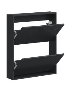 Mobiletto per Scarpe da Muro ALKMAAR 71 x 17 x 86 cm Nero 2