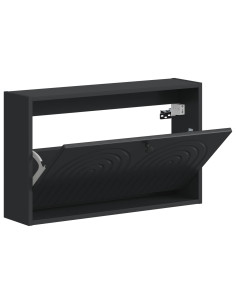 Mobiletto per Scarpe da Muro ALKMAAR 71 x 17 x 43 cm Nero 2