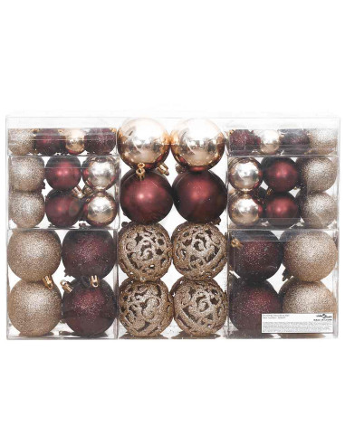 Palline di Natale 100 pz Champagne e Marrone 3 / 4 / 6 cm