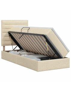 Letto con contenitore e materasso Crema 90 x 190 cm Tessuto