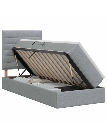 Letto con contenitore e materasso Grigio Chiaro 100 x 200 cm