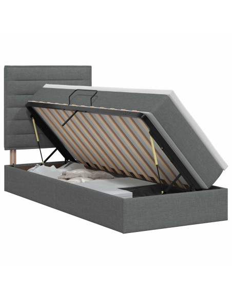 Letto con contenitore e materasso Grigio Scuro 100 x 200 cm