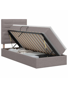Letto con contenitore e materasso Tortora 100 x 200 cm Tessuto