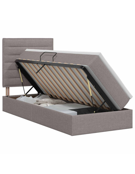Letto con contenitore e materasso Tortora 100 x 200 cm Tessuto