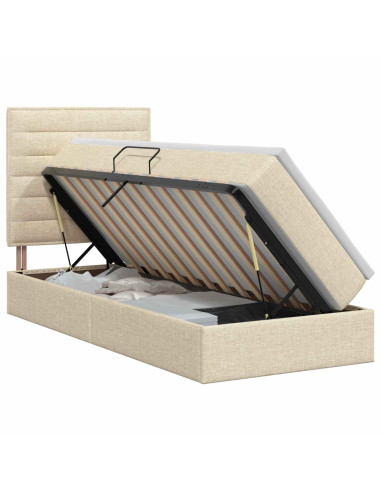 Letto con contenitore e materasso Crema 100 x 200 cm Tessuto