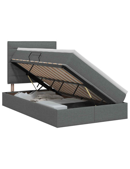 Letto con contenitore e materasso Grigio Scuro 120 x 190 cm
