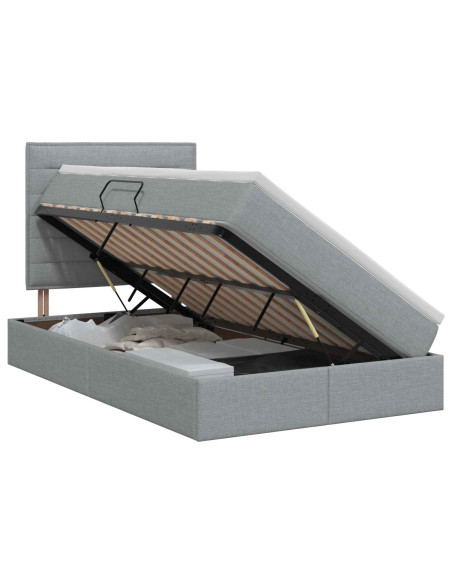 Letto con contenitore e materasso Grigio Chiaro 120 x 200 cm