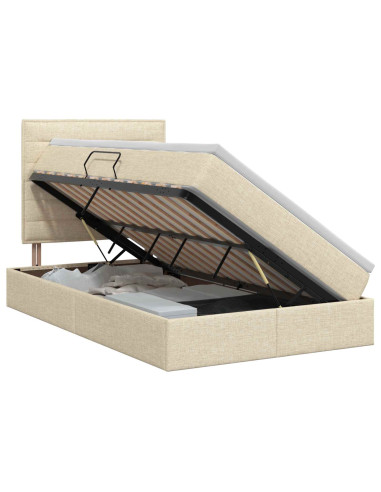 Letto con contenitore e materasso Crema 120 x 200 cm Tessuto