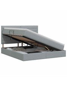 Letto con contenitore e materasso Grigio Chiaro 140 x 190 cm