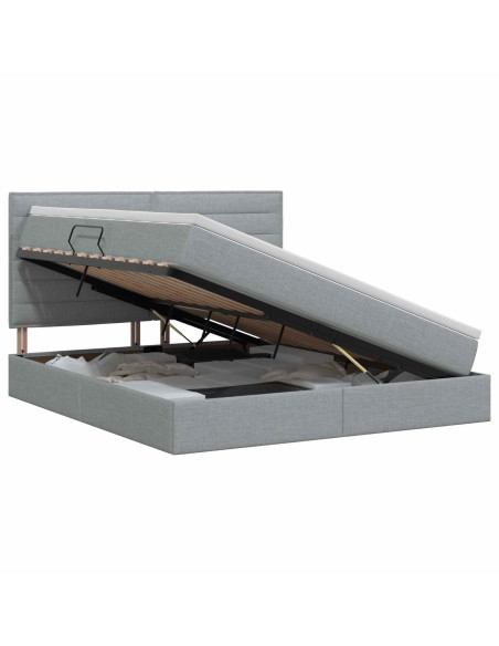 Letto con contenitore e materasso Grigio Chiaro 140 x 190 cm