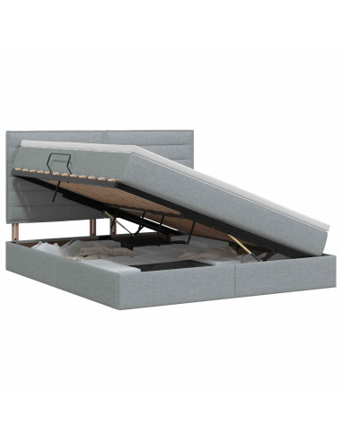 Letto con contenitore e materasso Grigio Chiaro 140 x 200 cm