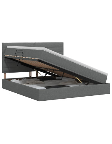 Letto con contenitore e materasso Grigio Scuro 140 x 200 cm