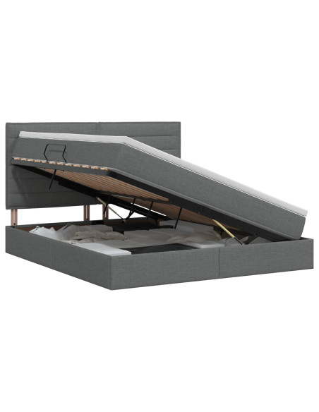 Letto con contenitore e materasso Grigio Scuro 140 x 200 cm