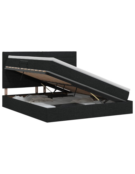 Letto con contenitore e materasso Nero 140 x 200 cm Tessuto