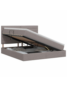 Letto con contenitore e materasso Tortora 140 x 200 cm Tessuto
