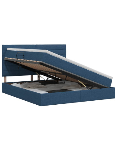 Letto con contenitore e materasso Blu 140 x 200 cm Tessuto
