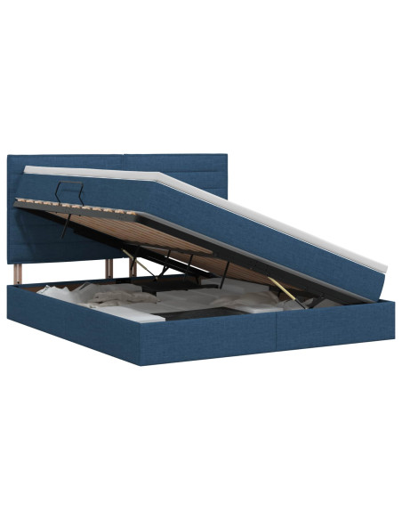 Letto con contenitore e materasso Blu 140 x 200 cm Tessuto