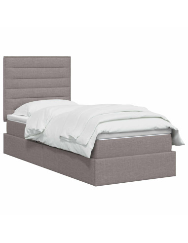 Letto con contenitore e materasso Tortora 100 x 200 cm Tessuto